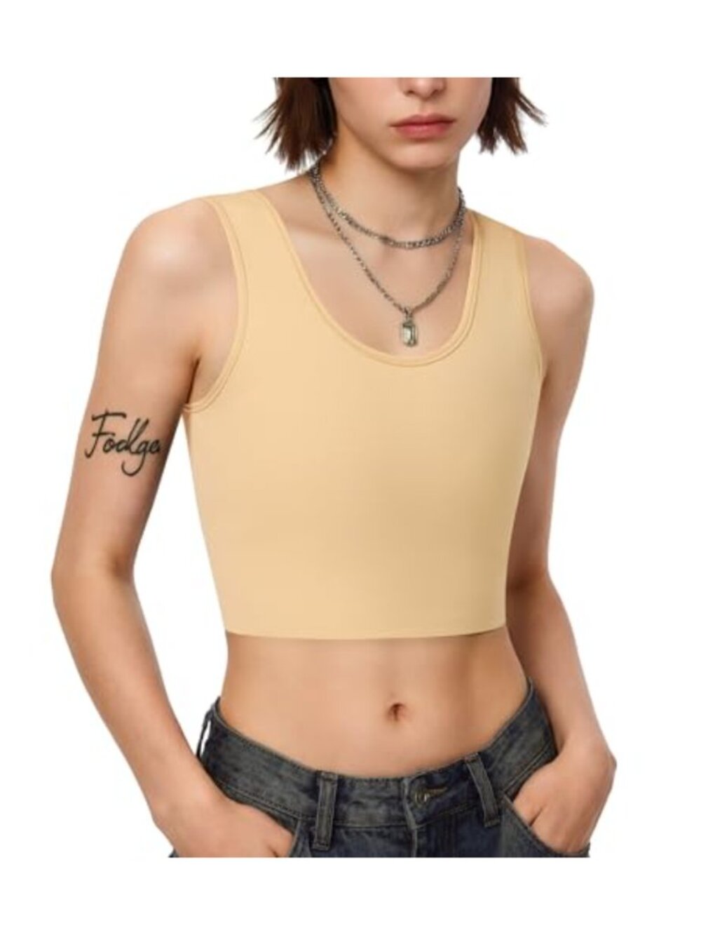 Nebility Women's Chest Binder Compression Tank Top Nylon Spandex Shapewear